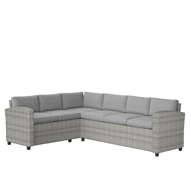 Amazonia Outdoor Wicker Outdoor Sofa with Gray Cushions and Wicker Frame