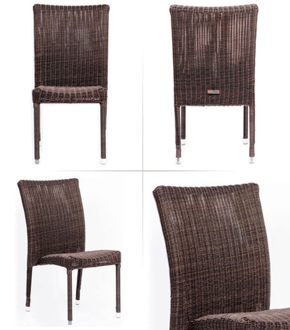 Amazonia Atlantic Set of 4 Wicker Stackable Brown Aluminum Frame Stationary Dining Chair with Woven Seat