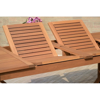 Amazonia Outdoor 11 -Piece Brown Wicker Patio Dining Set Extendable Table Wood Rectangle Table with 10 Cushions Stackable Stationary Chairs
