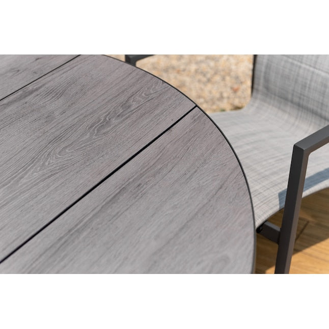 Amazonia 5 -Piece Gray Patio Dining Set Aluminum Round Table with 4 Gray Stationary Chairs