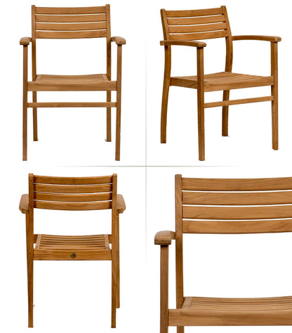 Amazonia Teak 9-Piece Natural Patio Dining Set Extendable Table Wood Oval Table with 8 Stackable Stationary Chairs