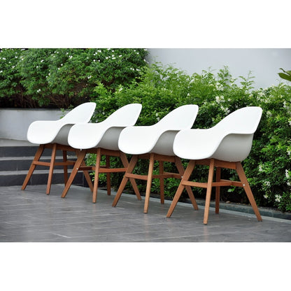 Amazonia Outdoor 9 -Piece White Patio Dining Set Wood Rectangle Table with 8 Stationary Chairs