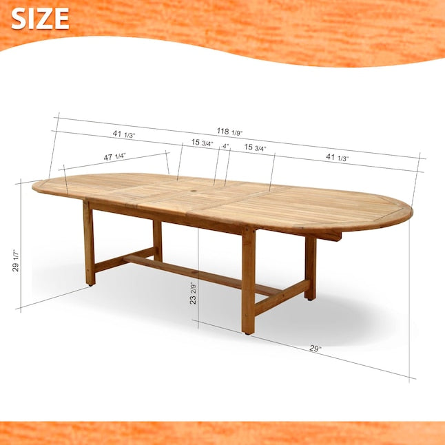Amazonia Outdoor 13 -Piece Pale Patio Dining Set Wood Rectangle Table with 12 Stationary Chairs