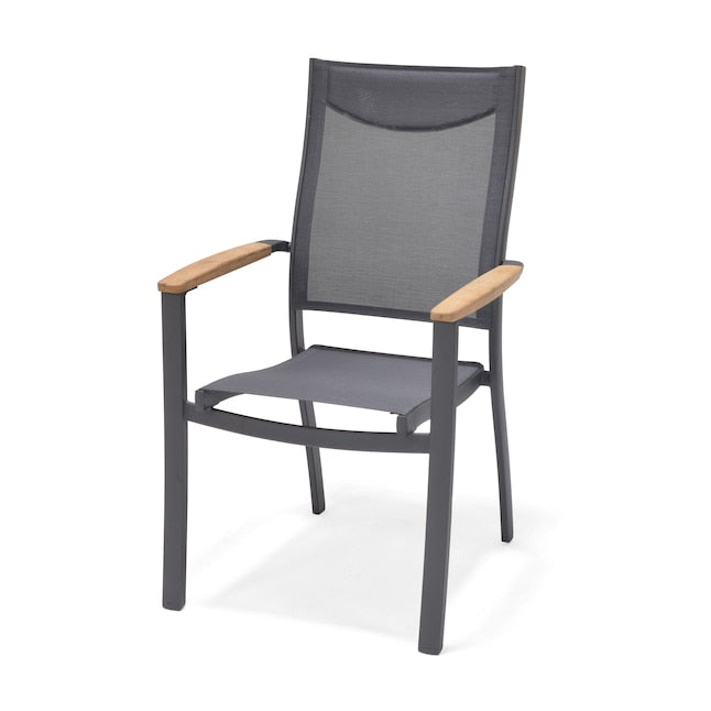 Amazonia 5 -Piece Gray Patio Dining Set Aluminum Round Table with 4 Gray Stationary Chairs
