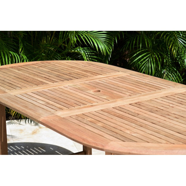 Amazonia Outdoor 11-Piece Natural Patio Dining Set Extendable Table Wood Rectangle Table with 10 Stationary Chairs