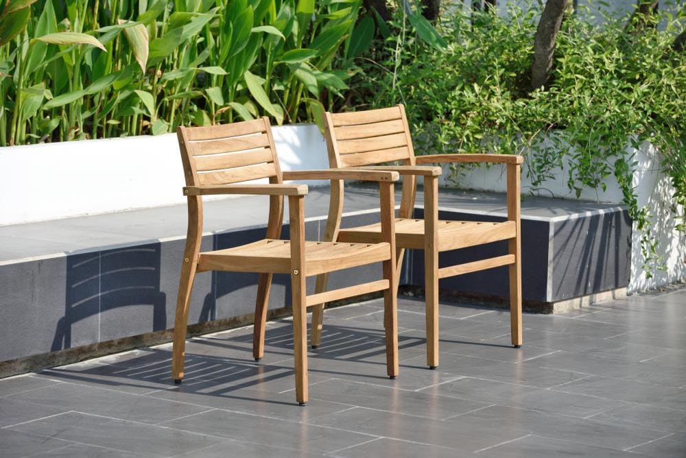 Amazonia 5-Piece Brown Patio Dining Set Wood Round Table with 4 Stationary Chairs