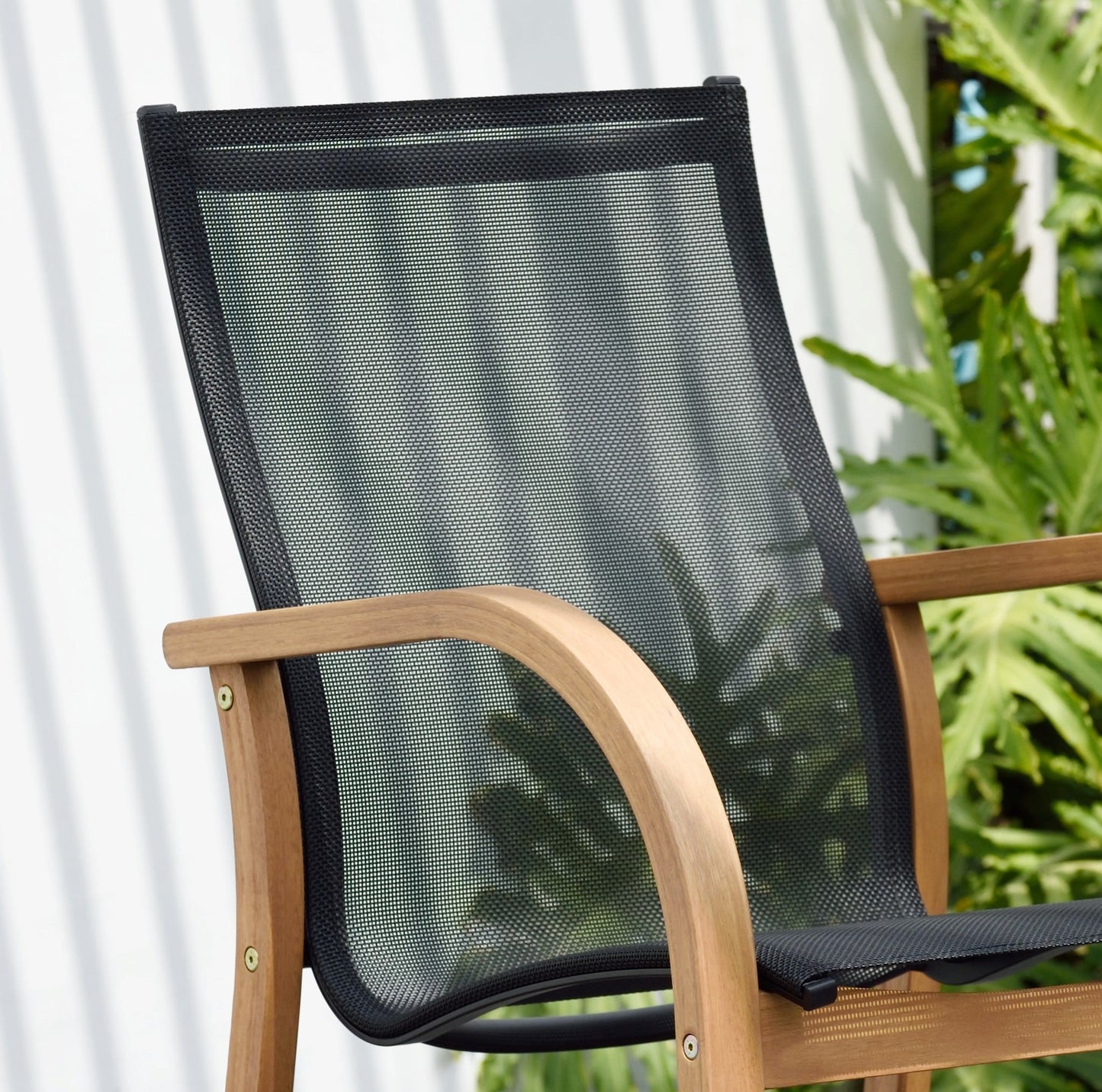 Amazonia Outdoor 5-Piece Black Patio Dining Set Wood Round Table with 4 Stationary Chairs