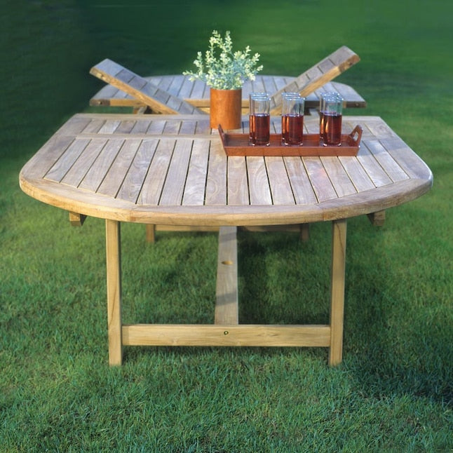 Amazonia Teak 13 -Piece Perma Patio Dining Set Extendable Table Wood Oval Table with 12 Stationary Chairs