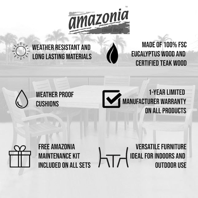Amazonia Amazonia Teak Set of 2 Brown Wood Frame Stationary Dining Chair with Slat Seat