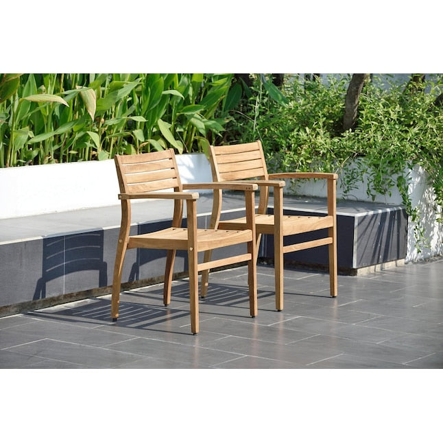 Amazonia Outdoor 11 -Piece wood Patio Dining Set Wood Oval Table with 10 Stackable Stationary and Motion Chairs