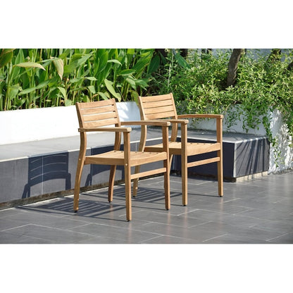 Amazonia Outdoor 11 -Piece wood Patio Dining Set Wood Oval Table with 10 Stackable Stationary and Motion Chairs