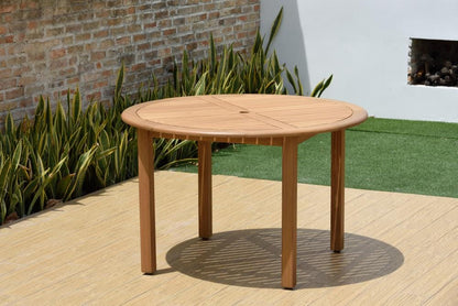 Amazonia Euca 5-Piece Wood Patio Dining Set Wood Round Table with 4 Stackable Stationary Chairs