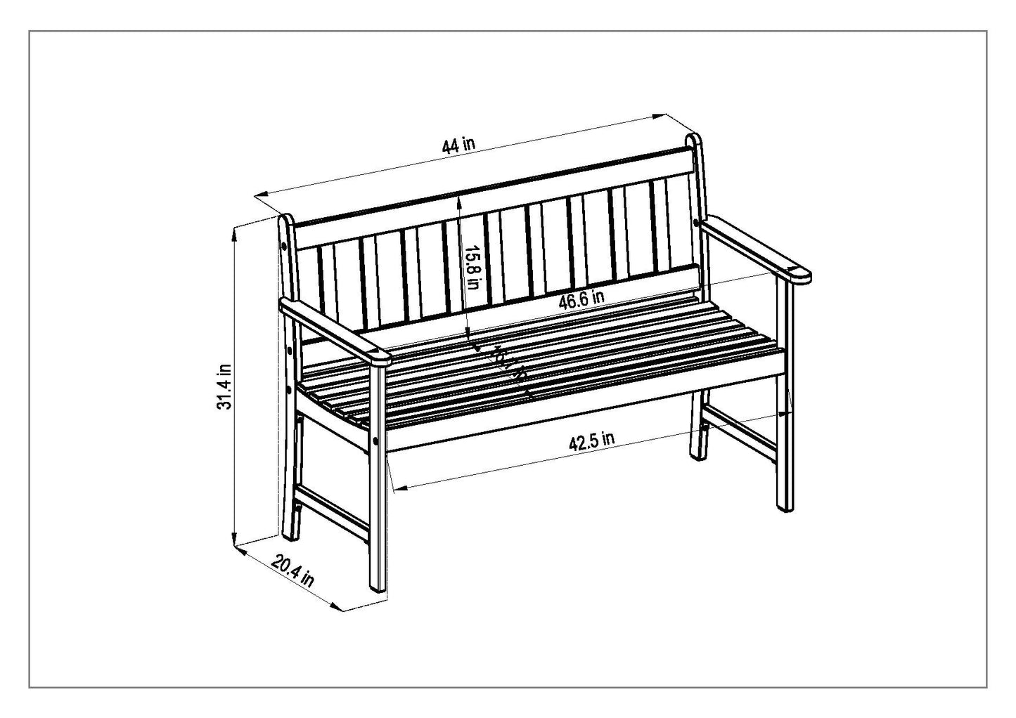 Amazonia Outdoor Eucalyptus 47-in W x 28-in H Brown Eucalyptus Garden Bench