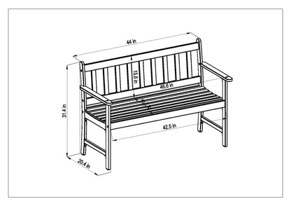 Amazonia Outdoor Eucalyptus 47-in W x 28-in H Brown Eucalyptus Garden Bench