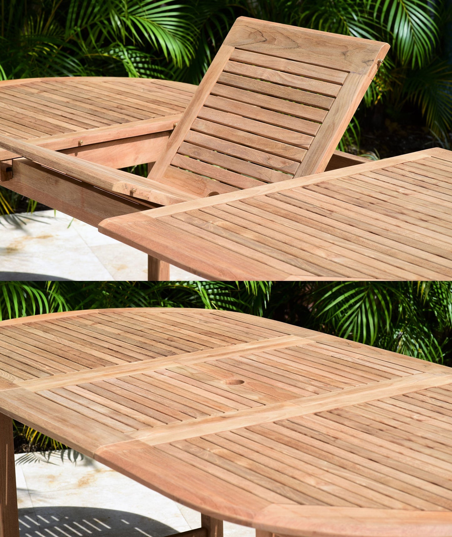 Amazonia Teak 9-Piece Natural Patio Dining Set Extendable Table Wood Oval Table with 8 Stackable Stationary Chairs