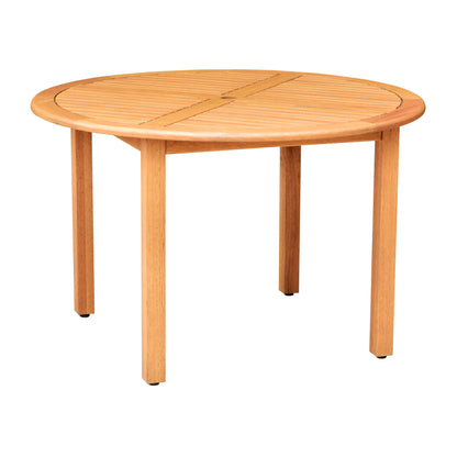 Amazonia Euca 5-Piece Wood Patio Dining Set Wood Round Table with 4 Stackable Stationary Chairs