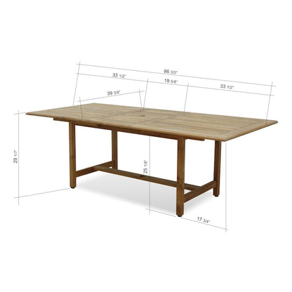 Amazonia Outdoor 9 -Piece Gray Patio Dining Set Extendable Table Teak Rectangle Table with 8 Stackable Stationary Chairs