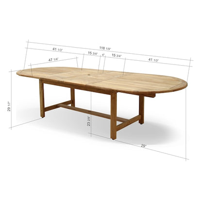 Amazonia Teak 13 -Piece Perma Patio Dining Set Extendable Table Wood Oval Table with 12 Stationary Chairs