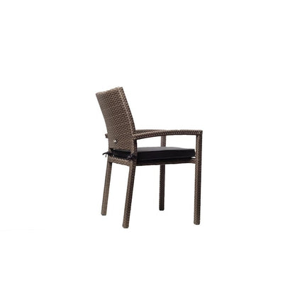 Amazonia Outdoor 11 -Piece Brown Wicker Patio Dining Set Extendable Table Wood Rectangle Table with 10 Cushions Stackable Stationary Chairs