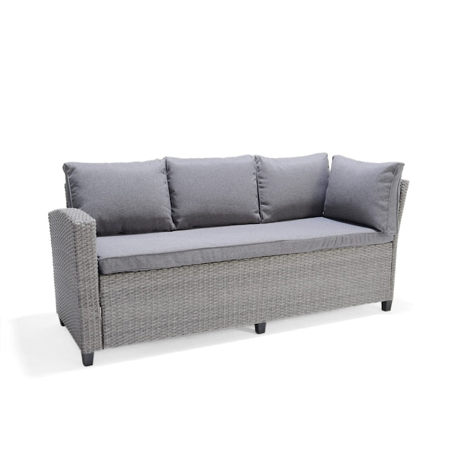 Amazonia Outdoor Wicker Outdoor Sofa with Gray Cushions and Wicker Frame