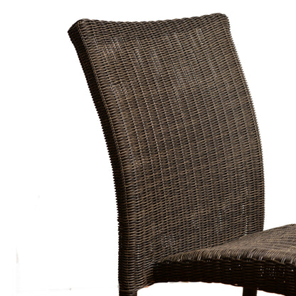 Amazonia Atlantic Set of 4 Wicker Stackable Brown Aluminum Frame Stationary Dining Chair with Woven Seat