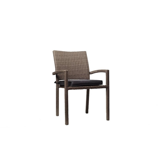 Amazonia Outdoor 11 -Piece Brown Wicker Patio Dining Set Extendable Table Wood Rectangle Table with 10 Cushions Stackable Stationary Chairs