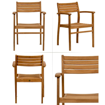 Amazonia Outdoor 11 -Piece wood Patio Dining Set Wood Oval Table with 10 Stackable Stationary and Motion Chairs