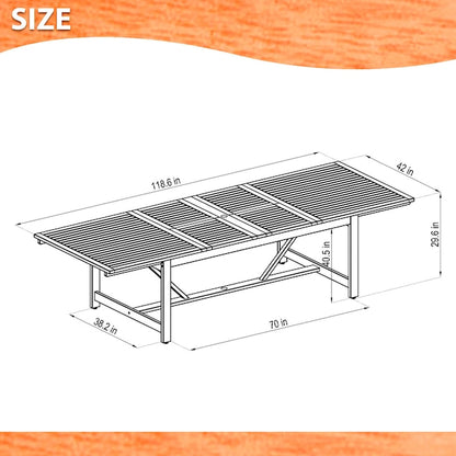 Amazonia Outdoor 9 -Piece Brown Patio Dining Set Extendable Table Wood Rectangle Table with 8 Stackable Stationary Chairs